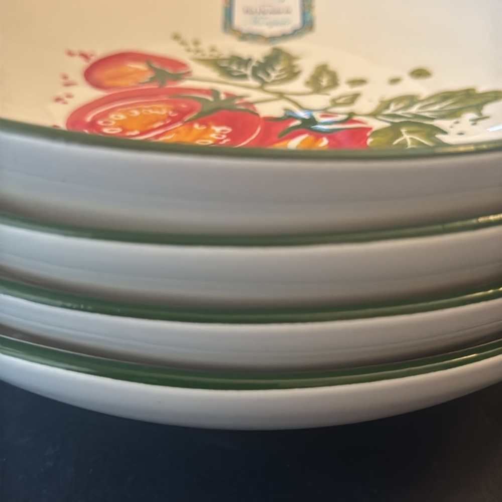4pc PAPART SERAMIK Handcrafted In Turkey Pasta Salad Bowl - Tomatoes On A Vine - Picture 6 of 13